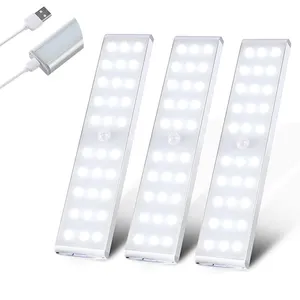새로운 30 LED 무선 모션 센서 USB 충전 마그네틱 스트립 캐비닛 밤 빛