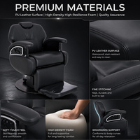 Fauteuil de Barbier Électrique Robuste pour Hommes avec Lampe d'Ambiance, Chaise Pivotante en Cuir Synthétique pour Salon de Coiffure