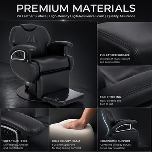Fauteuil de Barbier Électrique Robuste pour Hommes avec Lampe d'<span class=keywords><strong>Ambiance</strong></span>, Chaise Pivotante en Cuir Synthétique pour Salon de <span class=keywords><strong>Coiffure</strong></span> - Product Image 2