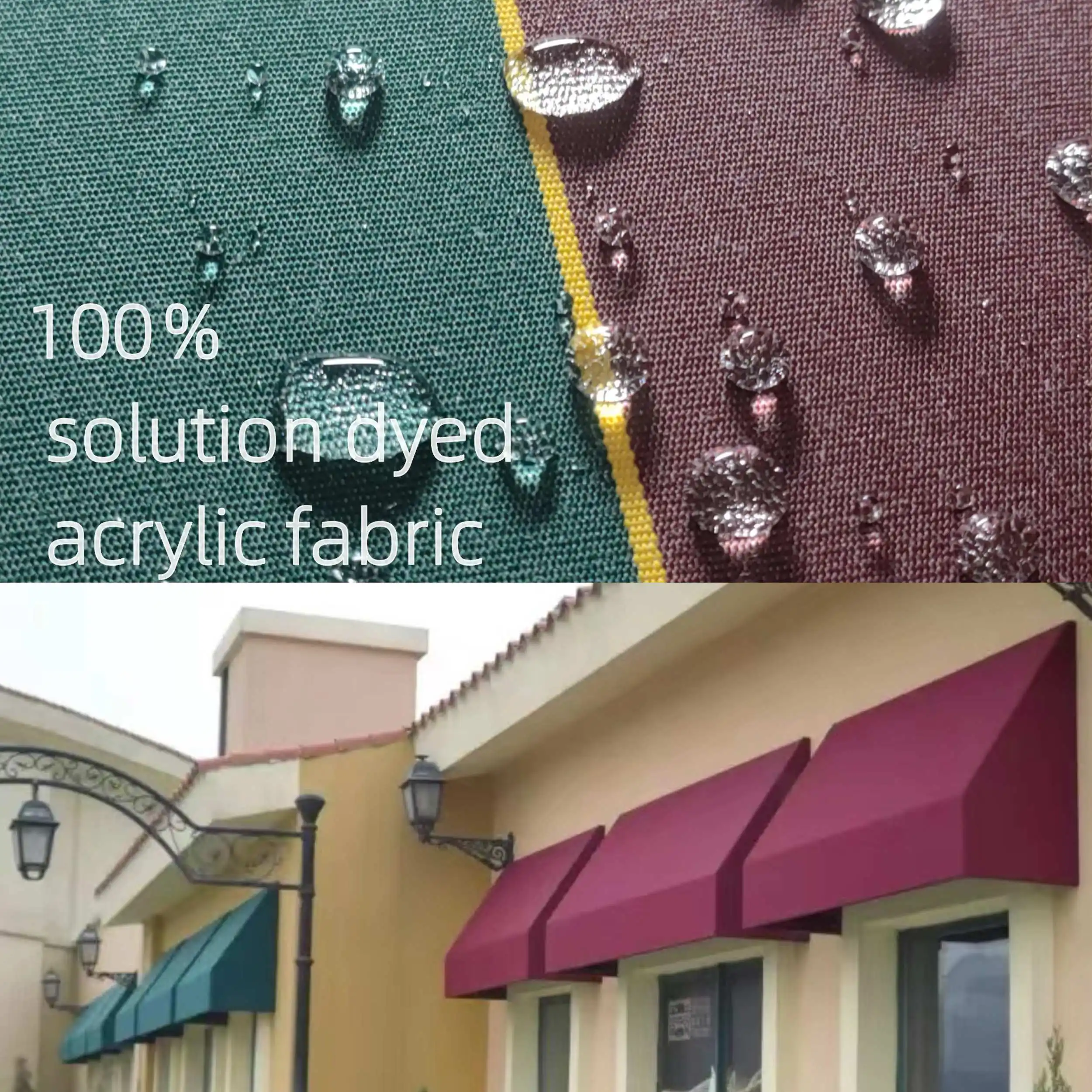 Promoción de tela acrílica para exteriores 450d impermeable para toldo exterior carpa paraguas marino