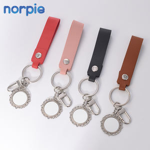 Porte-clés en cuir, cadeau <span class=keywords><strong>d</strong></span>'affaires, mode, sublimation vierge, photo, breloque en métal, porte-clés en cuir PU - Product Image 1