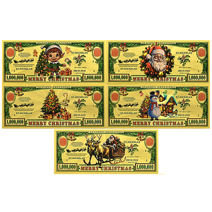 Billet de banque en or 24 carats Noël 2026, 1 000 000 USD, pièce de collection, cadeau de monnaie de Noël pour enfants, décoration familiale, 15x7cm, double face - Product Image 1