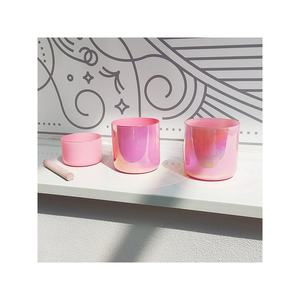 Cuenco de Cristal Transparente Color Rosa de Q're Dream, Cuenco de Cristal de Cuarzo Transparente para Sanación Espiritual, Meditación y Yoga - Product Image 1