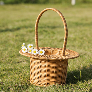Cesta de Flores de Ratán Portátil con Asa, Ligera, Color Beige, <span class=keywords><strong>para</strong></span> Floristería y Regalos, Día de la Madre - Product Image 6