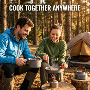 Juego de Utensilios de Cocina para Acampar al Aire Libre, 3 Piezas, Sartén Antiadherente de Aluminio, Olla, Hervidor, Juego de Cocina para Senderismo y Picnic, Personalizado OEM, Portátil - Product Image 3