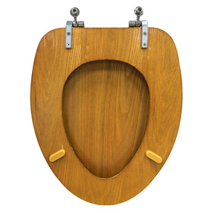 Siège de toilette en bois moulé avec placage en bois massif, charnière métallique durable, rond/allongé, fabriqué en Chine - Product Image 4