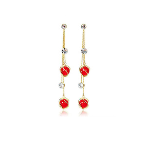 Diamond Double Ball Tassel <strong>Earrings</strong> Noble and Elegant <strong>Earrings</strong> Lady <strong>Girls</strong> Cute <strong>Beautiful</strong> Gold <strong>Earrings</strong> - Product Image 4