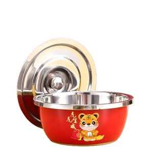 Bol de cuisine en acier inoxydable avec couvercle, épaissi, de qualité alimentaire, multifonctionnel pour mélanger la pâte, laver les légumes, bol à soupe - Product Image 2