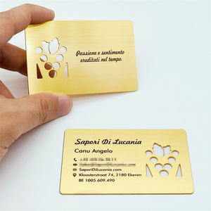 Cartes de visite personnalisées en forme de logo avec coins arrondis, gravure brillante de luxe, aluminium, or, métal inoxydable - Product Image 3