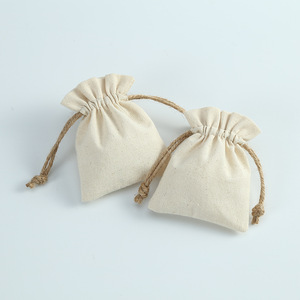 Sac à cordon pour bijoux en coton et lin, 8x10cm, 15x20cm, rangement pour bijoux, bagues, banques d'alimentation, tissu rectangulaire blanc cassé - Product Image 4