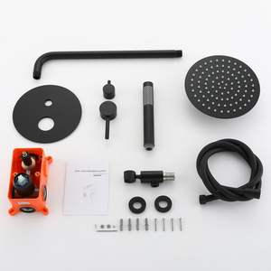 Ensemble De douche dissimulé en laiton, noir mat, 2 fonctions, haut rond, offre spéciale, - Product Image 5