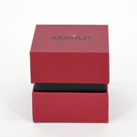 Caja de Joyería Roja Personalizada con Tapa y Base, Embalaje con Inserto y Logotipo Negro, Caja de Regalo para Joyería Premium, Venta al Por Mayor