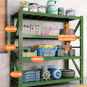 5% off Armazém Empilhamento Racks Garagem Racking Pallet Verde Prateleira De Aço Multi Armazenamento Heavy Duty Prateleiras Rack