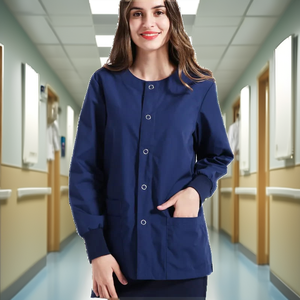 Cárdigan unisex casual de manga larga con degradado tejido, abotonado, para enfermería, ropa de trabajo, chaqueta transpirable para médicos. - Product Image 2