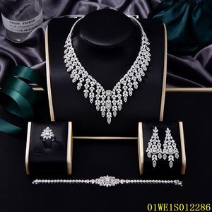 Gioielli in fiore CS Set di collana pesante in argento Sterling 925 personalizzato stile India 3A zircone da sposa Set di gioielli da donna di lusso da sposa - Product Image 4