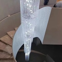 Lustres de plafond LED en cristal longs et dorés de style nordique moderne, réglables en hauteur, éclairage de luxe personnalisé pour hôtel