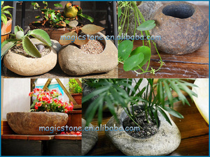 En gros Intérieur Décoratif Petite Plante Conteneurs Rivière Pots De Fleurs En Pierre - Product Image 4
