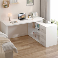 Escritorio de Oficina en Forma de L con Estante de Almacenamiento, Muebles de Oficina en Madera MDF de Diseño Personalizado, Escritorio de Computadora para Juegos