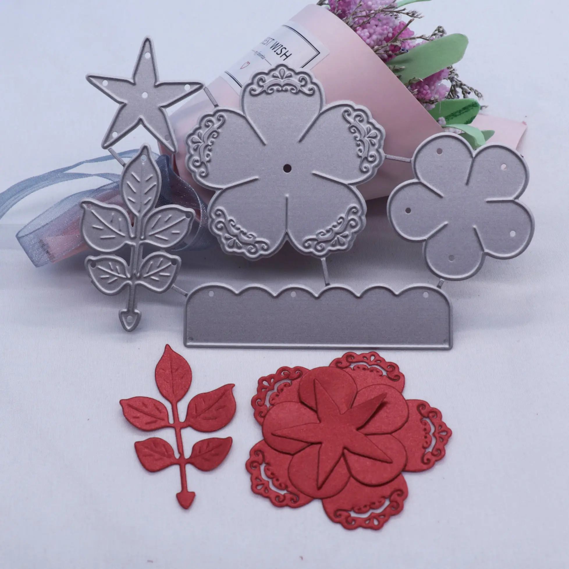 Troqueles de Metal con flores para manualidades, troqueles de corte para manualidades y álbumes de recortes