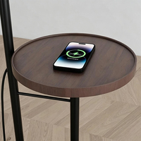 Lampe sur pied multifonctionnelle avec chargeur USB et table d'appoint, lampe sur pied LED en noyer pour salon, chambre à coucher, décoration de la maison