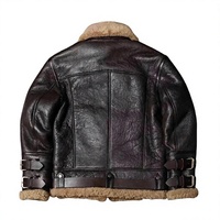 Veste en cuir véritable vintage B3 pour homme, doublée de fourrure synthétique, avec logo personnalisé