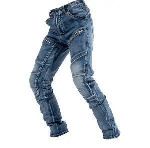 Motorcycle Mens Women Biker Jeans Denim Pants Distressed Trousers  Protection Pad