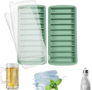 Moule à glaçons rectangulaire en silicone sans BPA avec couvercle, logo personnalisé, couleur personnalisée, outils pour la fabrication de glaces - Product Image 1