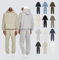 Automne 2025 marque de mode américaine hommes sweats à capuche et sweat ensembles couleur unie doublé polaire épaissi lâche loisirs Style décontracté