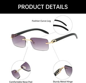 Gafas de Sol de Diseño sin Montura para Mujer y Hombre, Gafas de Sol de Lujo con Montura de Cuerno - Product Image 5