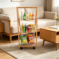 Étagère/chariot de rangement multifonctionnel en bois et métal à 3 niveaux JB pour la maison ou l'hôtel