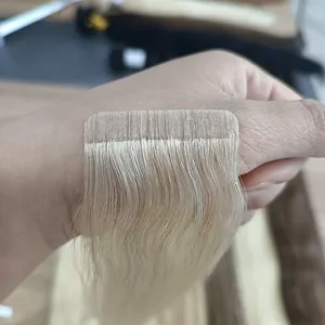 Extensions de cheveux humains Remy lisses, bande de trame de peau, vente en gros