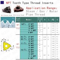 Maifix 10pcs 16IR Threading Cutting Tools CNC Turning Diamond Cutters Steel Processing NPT Internal Thread Inserts