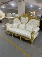 Sofá de lujo de la boda de la sala de estar Sofá dorado del Trono del novio de la novia para el evento de la boda