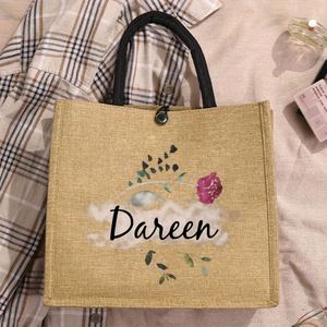 Bolsa de Mano de Lino, Ideal para Cumpleaños, Amplia para el Trabajo, con Texto Personalizado, Regalo para Mamás, Bolsa de Uso Diario - Product Image 3