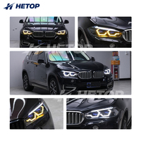 Phares HETOP X5 F15 X6 F16 2014-2018, double couleur, personnalisation spéciale, quatre feux de proche, huit feux de lointain, avec une touche bleue LED unique pour BMW