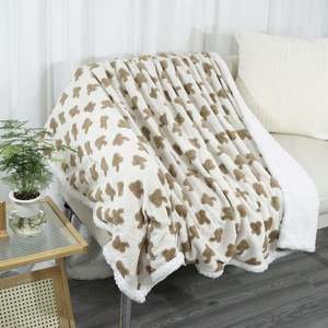 Leopard Throw <b>Blanket</b> Sherpa, Ultra Lightweight Soft Cozy, Warm Fluffy Knit <b>Camping</b> <b>Blanket</b> (Cream, 50x60 In) - Product Image 2
