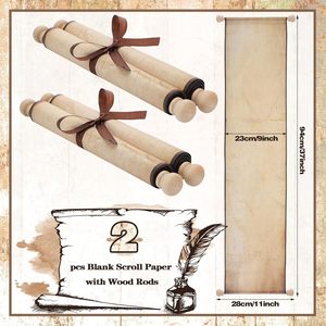 Giấy trắng CuộN 9x36 inch giấy cuộn trống với thanh gỗ để viết - Product Image 4