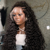 Sans colle 180 densité cheveux humains dentelle avant perruque vague d'eau 13x4 13x6 pré plumé crépus bouclés HD pleine dentelle frontale perruque de cheveux humains