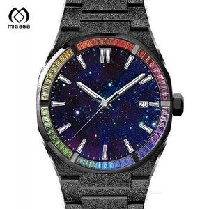 Orologio da Uomo con Logo Personalizzato, 42MM, Acciaio Inossidabile Sabbiato, Movimento Giapponese, Quadrante Effetto Polvere di Stelle - Product Image 1