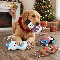 Jouet en peluche couineur pour chien Famipet, design animalier, anneau en corde, doux et froissé, thème Noël, vente en gros du fabricant