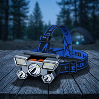 Gilet de sécurité vert à cinq têtes LED, rechargeable par USB, lampe frontale en silicone IP65, lumière blanche chaude 2700K, lampe minière, camping en plein air