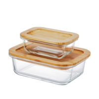 Linuo marque privée boîte à lunch bento micromave sans BPA conteneurs de stockage en verre avec couvercle en bambou