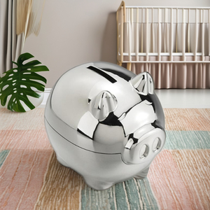 Chất Lượng Cao Bạc Con Heo Con Heo Hình Dạng Tiền Ngân Hàng Kim Loại Đồng Xu Lưu Trữ Tiết Kiệm Hộp Cho Trang Trí Nội Thất Tiền Hộp - Product Image 3