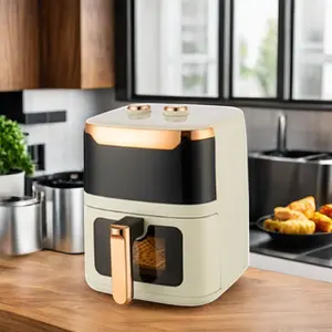5L Square LCD Display Air Fryer Knob Control Easy Clean Detachable Plastic Oil Container Includes Observation Electric Household