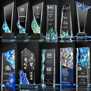 2024 New Creative Custom Shape Blank Color Printing Glass Trophy Award Accept Any Design K9 Crystal Trophy For Business Gifts