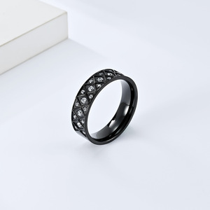 Geometric <b>Titanium</b> Steel <b>Ring</b> With Zircon Pave Setting Unisex Everyday Wear Jewelry - Product Image 4