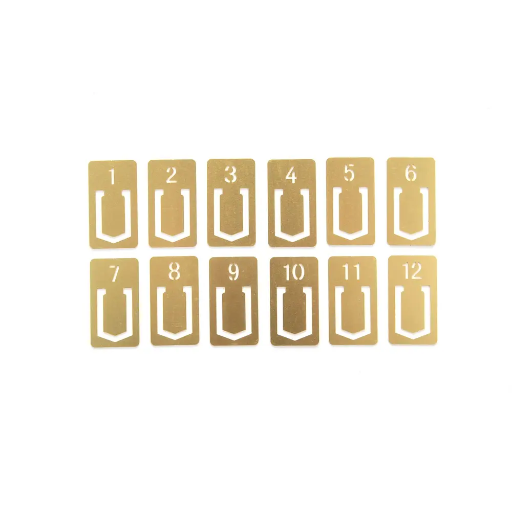 MAXERY 12pcs Brass Bookmarks, Mini Cute 1-12 Number Book Marks Ideal Gifts