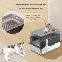 Bac à litière pour chat entièrement fermé en acier inoxydable, toilette pour chat anti-éclaboussures, bac à litière spacieux, Chine
