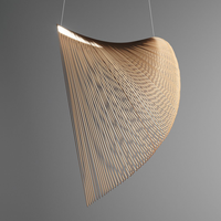 Lustre italien design moderne, élégant et créatif, éclairage LED de luxe contemporain, personnalisable, en bois, à intensité variable, pour restaurant
