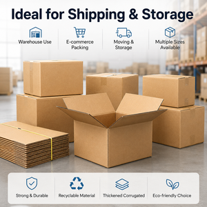 Cajas de Cartón Corrugado Rectangulares Ranuradas Reciclables Reutilizables para Embalaje, Mudanza y Almacenamiento, Juego de Cajas Plegables y Desmontables - Product Image 3